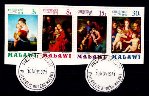 MALAWI 1971, 10 Nov. Christmas, set on piece, CTO, CV +/-R ?? view scans