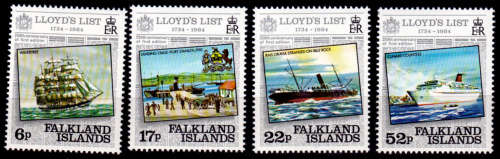 FALKLAND ISLANDS 1984, 23 May. 250th Anniv Lloyd`s List, set, MNH CV +/-R 75.00 view scans