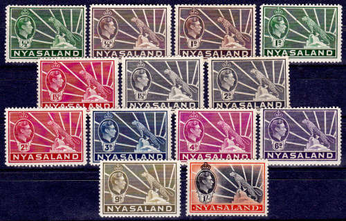 NYASALAND 1938, 1 Jan. KGVI, short set, MH, CV +/-R 800.00, view scans
