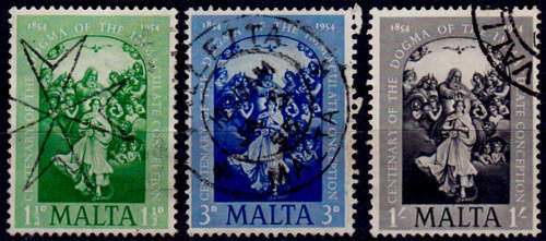 MALTA 1954, 8 Sept  100th ANNIV PROMULGATION, set, UH, CV +/-R 20.00, view scans