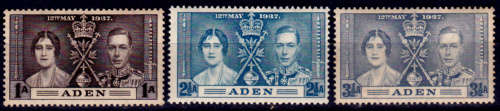 ADEN 1937, 12 May. KGVI and QE, set, MH, CV +/- R 40.00 view scans