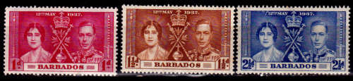 BARBADOS 1937, 14 May. Coronation KGVI and QE, set, MH, CV +/- R 25.00 view scans