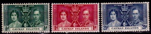 CAYMAN ISLANDS 1937, 13 May. Coronation of KGVI and QE, set, MH, CV +/- R 20.00, view scans