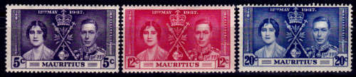 MAURITIUS 1937, 12 May. Coronation of KGVI and QE, MH, CV +/- R 15.00 view scans