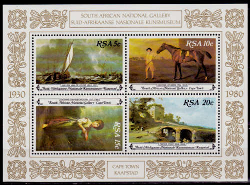 RSA 1980, 3 Nov. National Art Gallery, Cape Town, minisheet (no 8), MNH, CV R 10.00 view scans