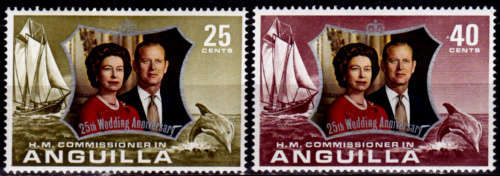 ANGUILLA 1972, 20 Nov. Silver Anniv Royal Cople, set, MH, CV +/- R 30.00, view scans