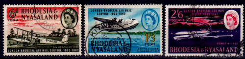 RHODESIA and NYASALAND 1962, 6 Feb. 30th ANNIV FLIGHT, set, UH, CV R 115.00 view scans