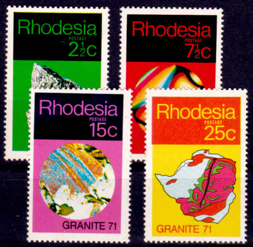 RHODESIA 1971, 30 Aug. GRANITE 71, set, MH, CV R 127.00, view scans