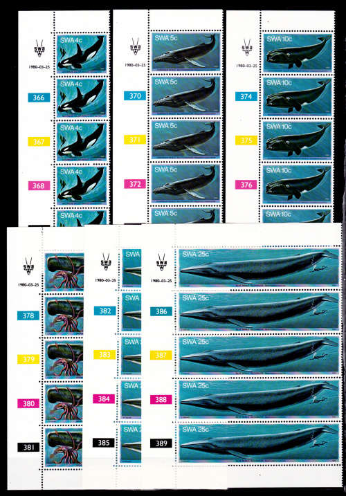 SWA 1980, 25 March. Whales, set controls, MNH, CV R 105.00 view scans