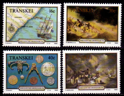 TRANSKEI 1988, 4 Aug. The Grosvenor Shipwrech, set, MNH, CV R 10.00 view scans