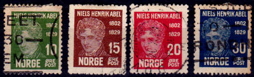 NORWAY 1929, 6 April. 100th Anniv Death NH Abel, set, UH, CV +/-R 75.00 view scans