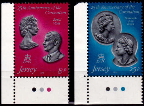 JERSEY 1978, 26 June. 25th Anniv Coronation QEII, set, MNH, CV +/-R 20.00 view scans