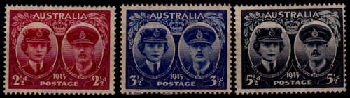 AUSTRALIA 1945, 19 Feb. Visit Duke + Duchess of Gloucester, set, MH, CV +/-R 15.00 view scans