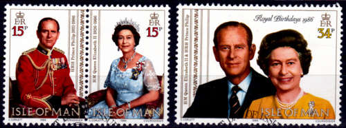 ISLE OF MAN 1986, 28 Aug. 60th Anniv Birth QEII, set, CTO, CV +/-R ?? view scans
