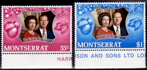 MONTSERRAT 1972, 20 Nov. 25th Royal Wedding Anniv, set, MNH, CV +/-R 15.00 view scans