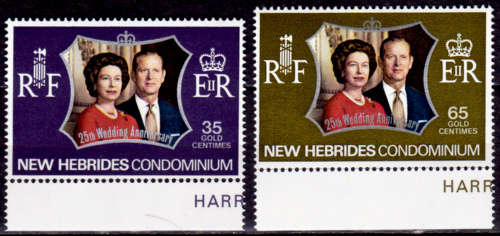NEW HEBRIDES 1972, 20 Nov. 25th Royal Wedding Anniv-English, set, MNH, CV +/-R 25.00 view scans