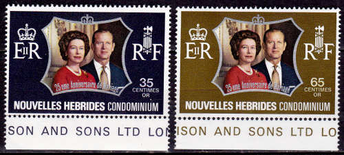 NEW HEBRIDES 1972, 20 Nov. 25th Royal Wedding Anniv-French, set, MNH, CV +/-R 55.00 view scans