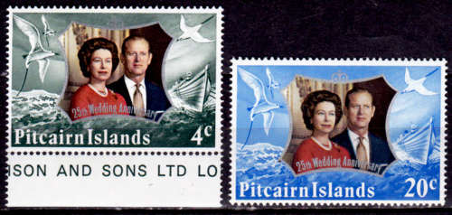 PITCAIRN ISLANDS 1972, 20 Nov. 25th Royal Wedding Anniv-French, set, MNH, CV +/-R 50.00 view scans