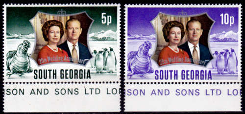 SOUTH GEORGIA 1972, 20 Nov. 25th Royal Wedding Anniv, set, MNH, CV +/-R 30.00 view scans