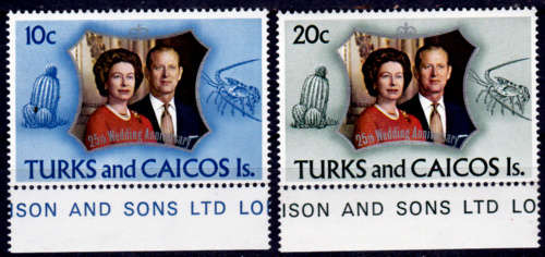 TURKS AND CAICOS 1972, 20 Nov. 25th Royal Wedding Anniv, set, MNH, CV +/-R 10.00 view scans