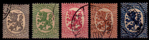 FINLAND 1919, Standing lion - New colours, set, UH, CV+/- R 30.00 view scans