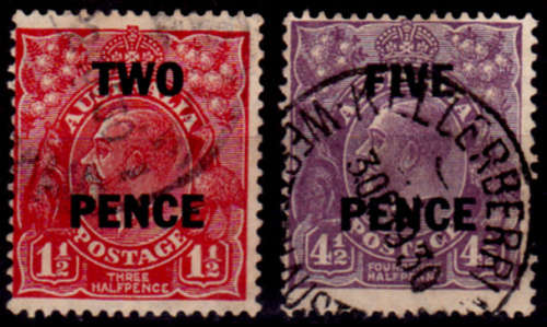 AUSTRALIA 1930, 31 July. KGV - SURCHARGED, set, UH, CV+/- R 60.00 view scans