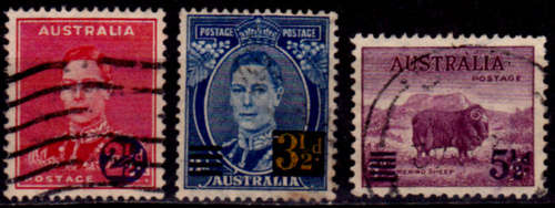 AUSTRALIA 1941, 10 Dec. DEFINITIVE STAMPS SURCHARGED, set, UH, CV+/- R 50.00 view scans
