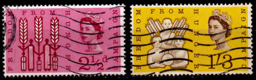 ENGLAND 1963, 21 March. FREEDOM FROM HUNGER, set, UH, CV +/-R  40.00 view scans