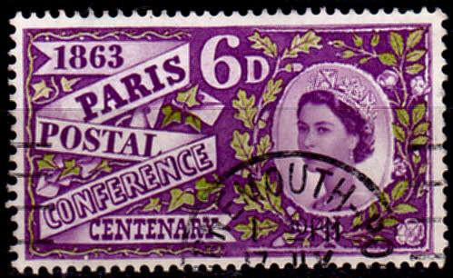 ENGLAND 1963, 7 May. 100th ANNIV 1st INTL POSTAL CONFERENCE, single, UH, CV +/-R  90.00 view scans