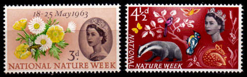 ENGLAND 1963, 16 May. NATIONAL NATURE WEEK, set, MNH, CV +/-R  10.00 view scans