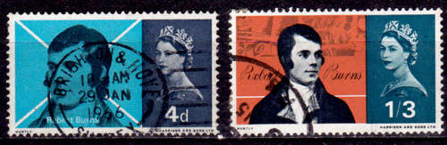 ENGLAND 1966, 25 Jan. ROBERT BURNS, SCOTTISH POET, set, UNH, CV +/-R 15.00 view scans