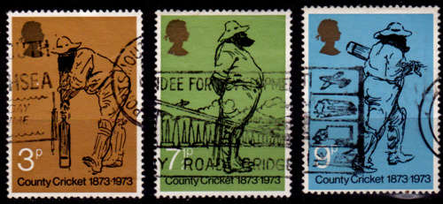 ENGLAND 1973, 16 May. 100th ANNIV BRITISH COUNTY CRICKET, set, UNH, CV +/-R 35.00 view scans