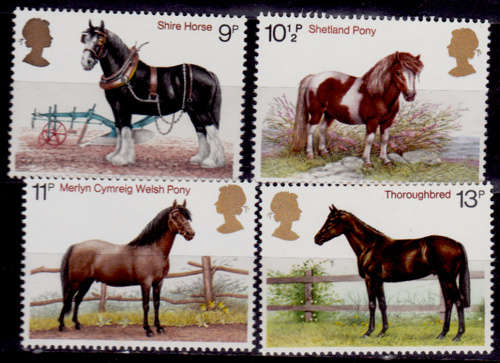 ENGLAND 1978, 5 July. British Horses, set, MNH, CV +/-R 30.00 view scans