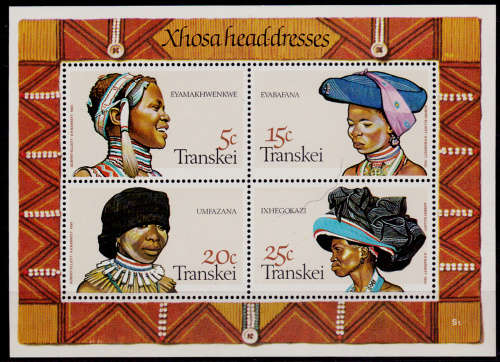 TRANSKEI 1981, 28 Aug. HEADDRESS of XHOSA WOMEN, minisheet no 1, MNH, CV R 10.00 view scans