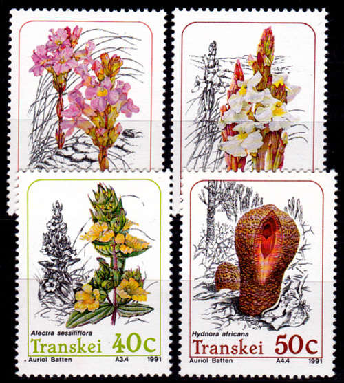 TRANSKEI 1991, 10 Jan. PARASITIC PLANTS, set, MNH, CV R 32.00, view scans