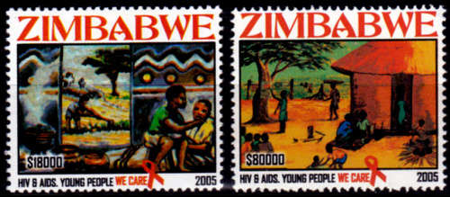 ZIMBABWE 2005, 1 Dec. HIV AIDS - YOUNG PEOPLE - WE CARE, set, MNH, CV +/-R 160.00 view scans