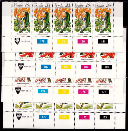 VENDA 1981, 16 Feb. Sunbirds, set controls, MNH, CV R 50.00, view scans