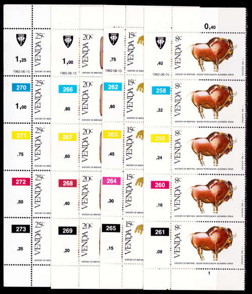 VENDA 1982, 15 June. History of Writing (1st issue), controls, MNH, CV R 50.00 view scans