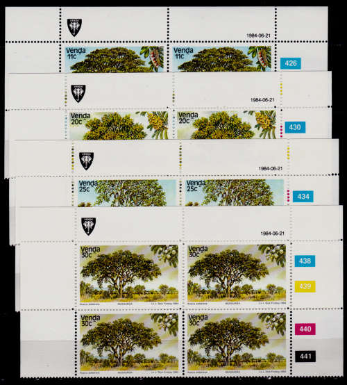 VENDA 1984, 21 June. INDIGENOUS TREES(3rd issue), set controls, MNH, CV R 40.00 view scans