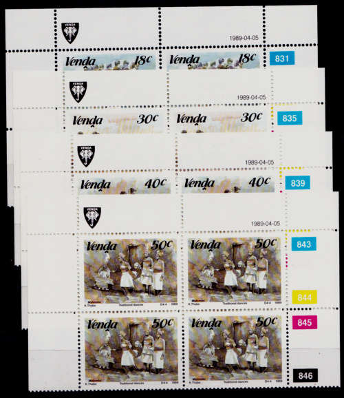 VENDA 1989, 5 April. TRADITIONAL DANCERS, set controls, MNH, CV  R 40.00, view scans