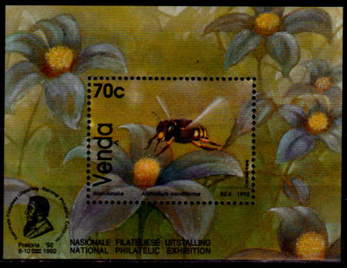 VENDA 1992, 21 May, BEES, minisheet, MNH, CV R 40.00, view scans