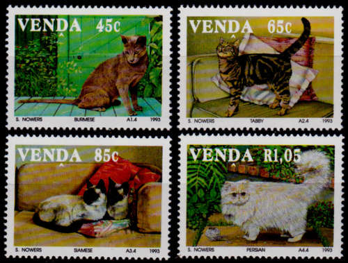 VENDA 1993, 19 May, DOMESTIC CATS, set, MNH, CV R 85.00, view scans