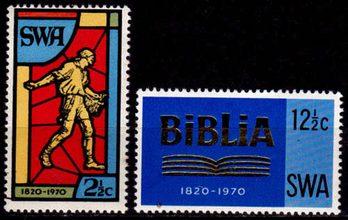 SWA 1970, 24 Aug. 150th ANNIV SA BIBLE SOCIETY, set, MH, CV R 58.00 view scans