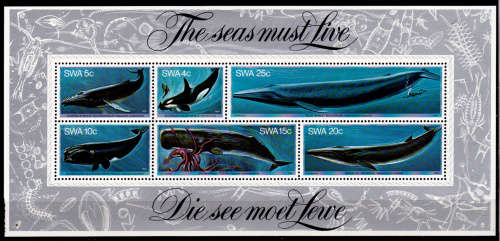 SWA 1980, 25 March. WHALES, m/sheet no 5, MNH, CV R  25.00 view scans
