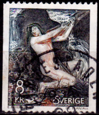 SWEDEN 1980, 18 Nov. NECKEN, THE SPIRIT OF THE WATER, single, UH, CV +/-R 5.00 view scans