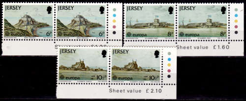 JERSEY 1978, 1 May. EUROPA STAMPS - MONUMENTS, set pairs, MNH, CV +/-R 70.00 view scans