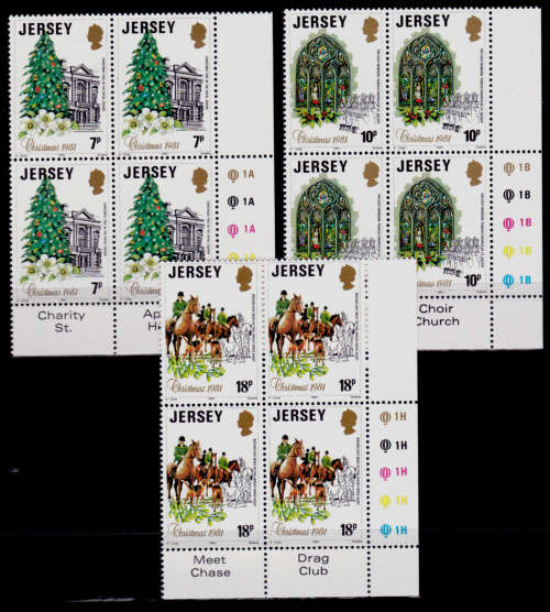 JERSEY 1981, 29 Sept. CHRISTMAS STAMPS, set blocks, MNH, CV +/-R 140.00 view scans