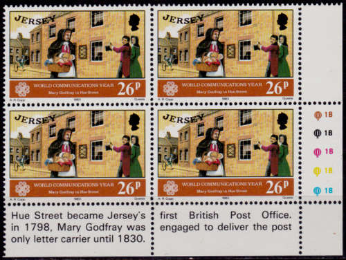 JERSEY 1983, 21 June. WORLD COMMUNICATIONS YEAR, single block, MNH, CV +/-R 80.00 view scans