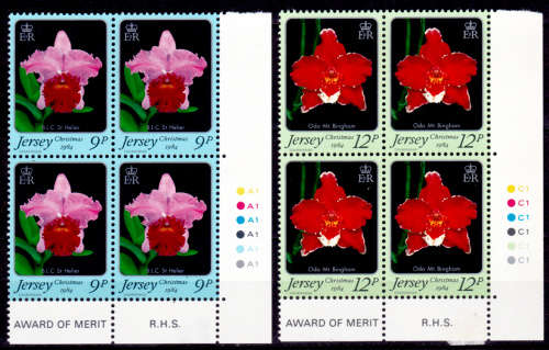 JERSEY 1984, 15 Nov. ORCHIDS - CHRISTMAS STAMPS, set blocks, MNH, CV +/-R 120.00 view scans