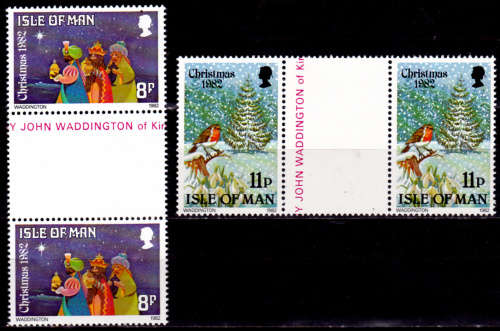 ISLE OF MAN 1982, 5 Oct. CHRISTMAS STAMPS, set gutter, MNH, CV +/-R 45.00 view scans